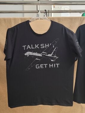 Grunt Style Black Graphic Tee with Gray Aircraft Print